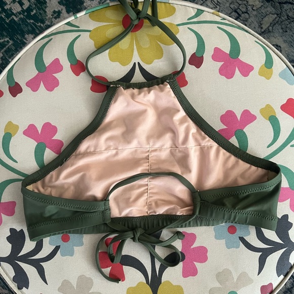 J. Crew Cropped Halter Bikini Top, Safari green, S - Picture 2 of 2